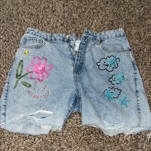 Embroidered Denim Women's Shorts
